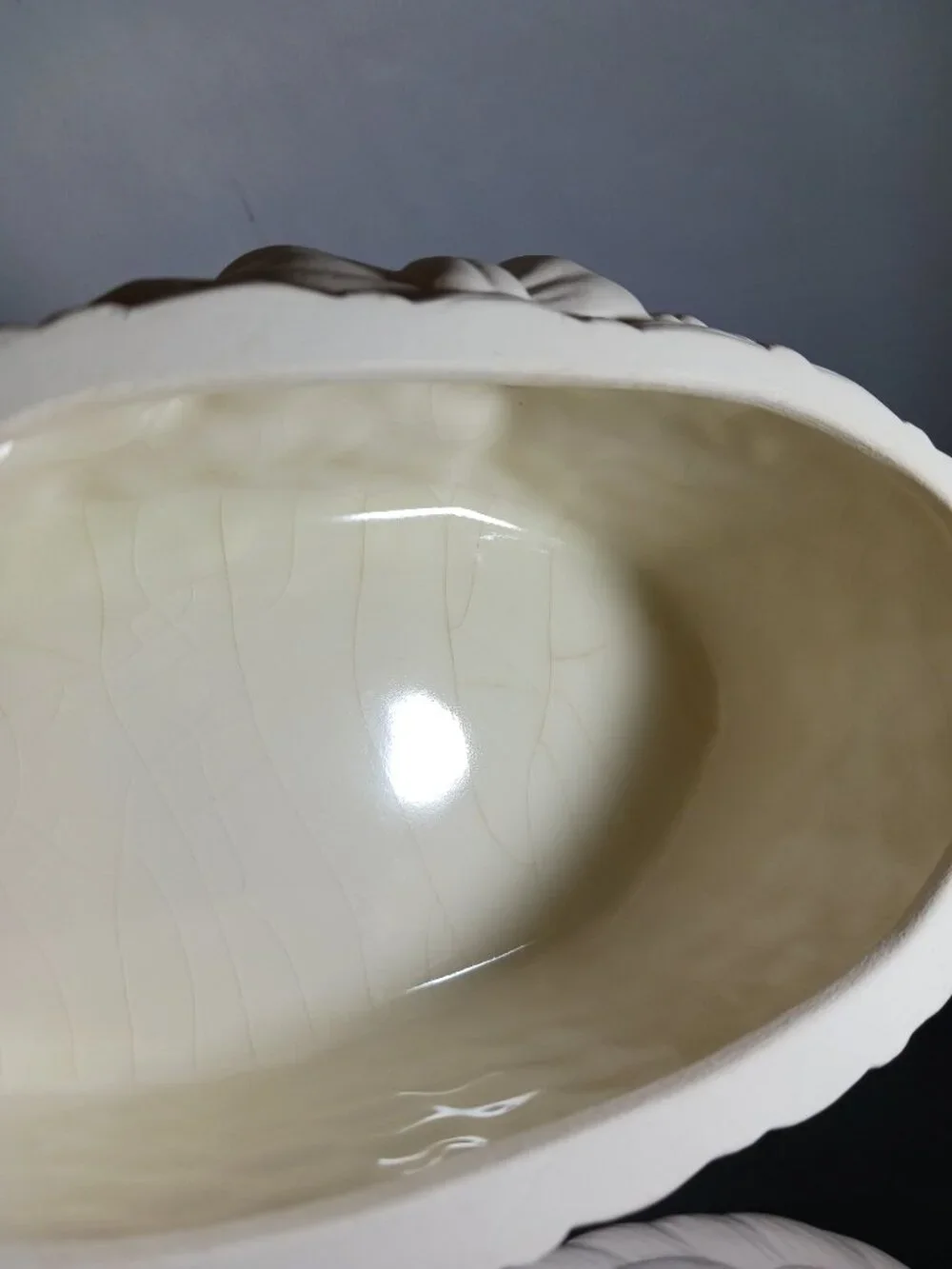 Vintage Ceramic Bisque Tureen/ Stuffing Bowl with Lid
